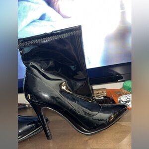 Torrid Black Patent Leather Ankle Stiletto Boots